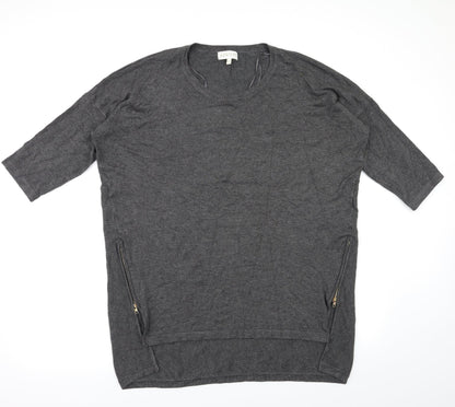 Womens UK Size 14 Apricot Grey Basic T-Shirt