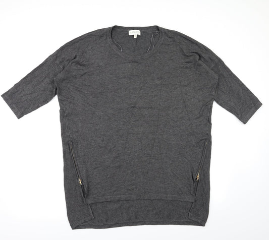 Womens UK Size 14 Apricot Grey Basic T-Shirt