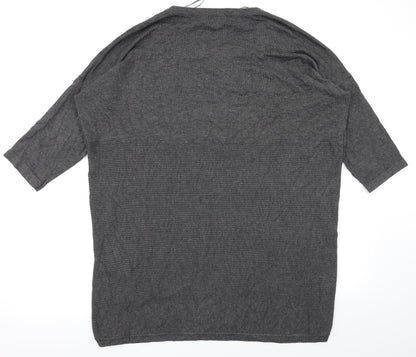 Womens UK Size 14 Apricot Grey Basic T-Shirt