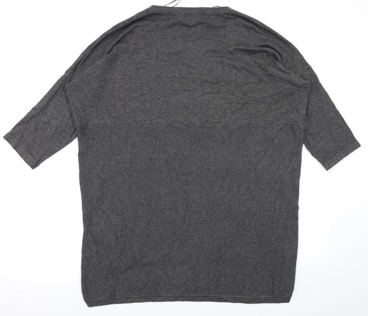 Womens UK Size 14 Apricot Grey Basic T-Shirt