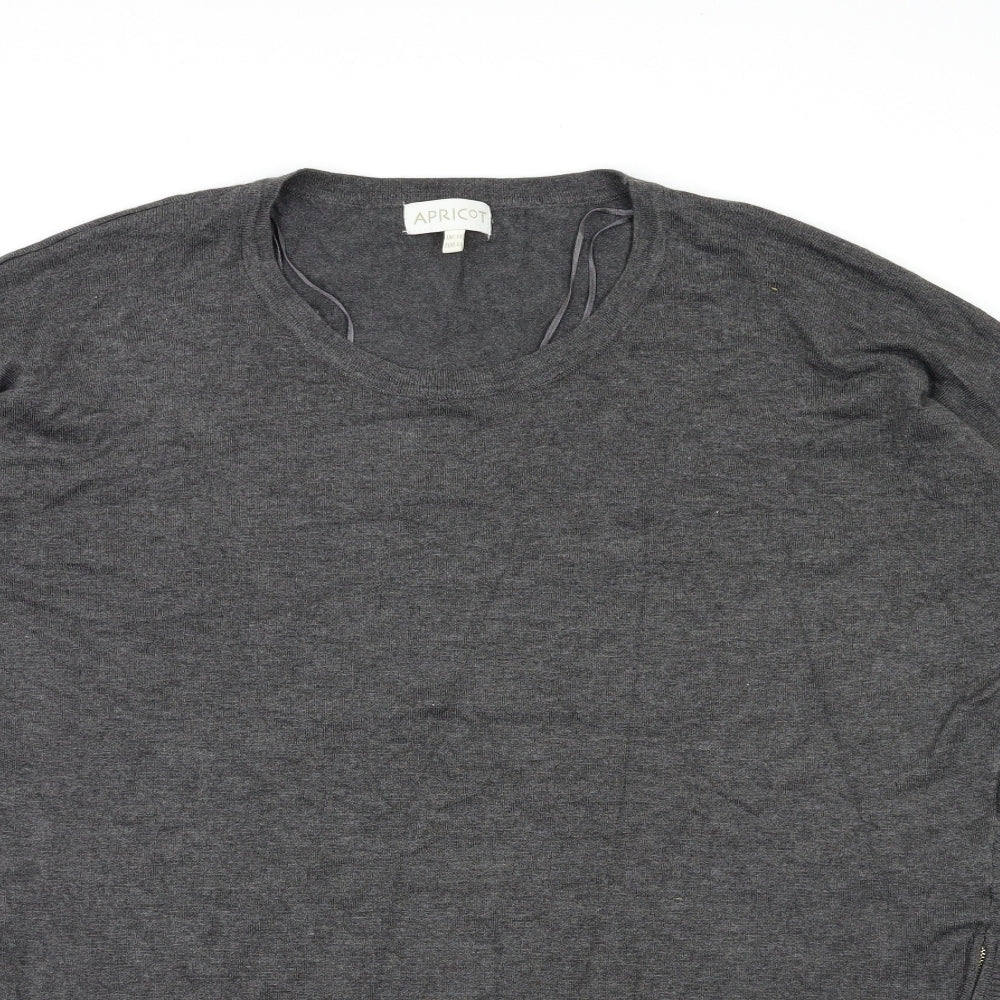 Womens UK Size 14 Apricot Grey Basic T-Shirt