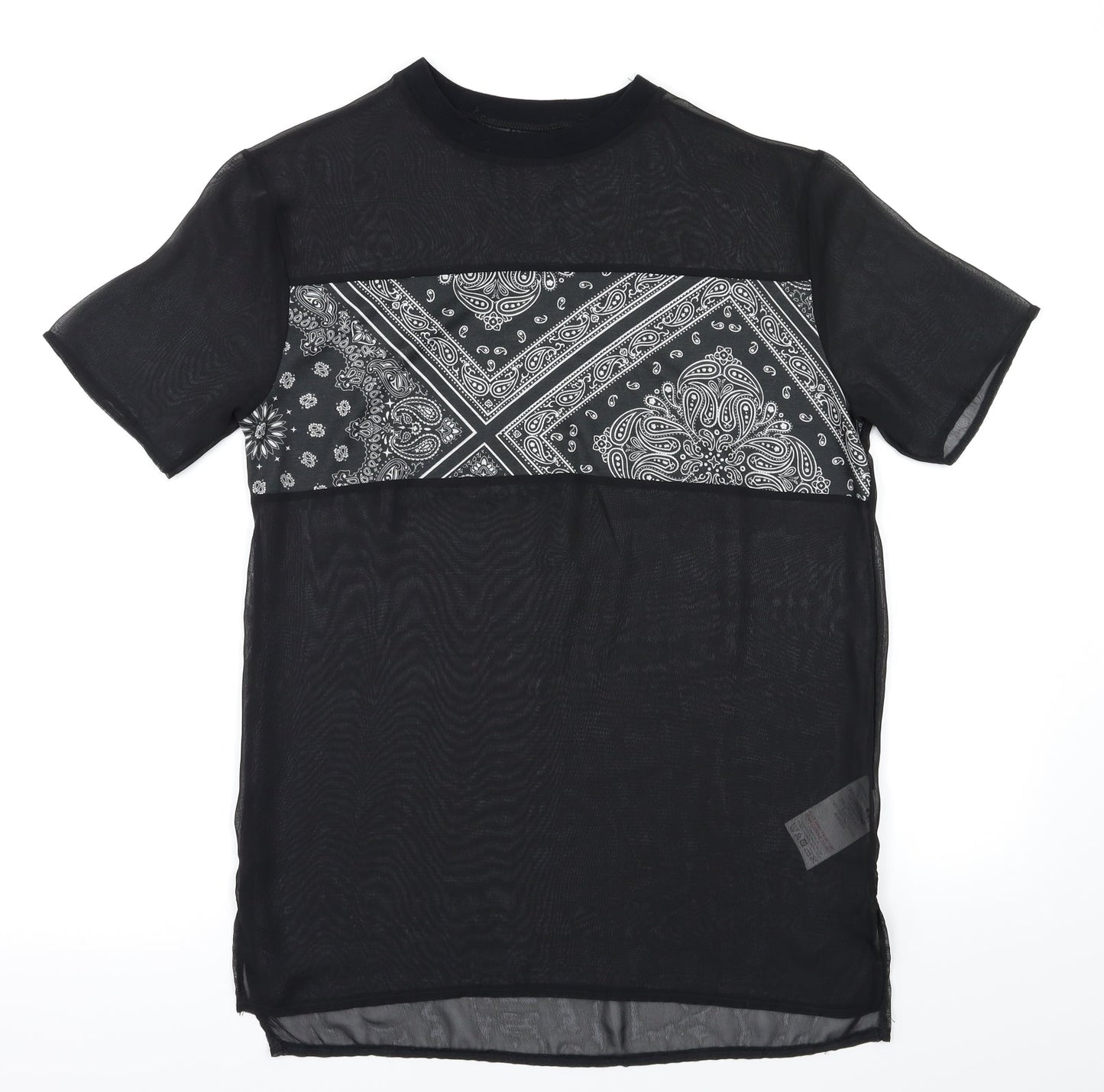 Womens UK Size XS Preworn Black Basic T-Shirt