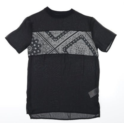 Womens UK Size XS Preworn Black Basic T-Shirt