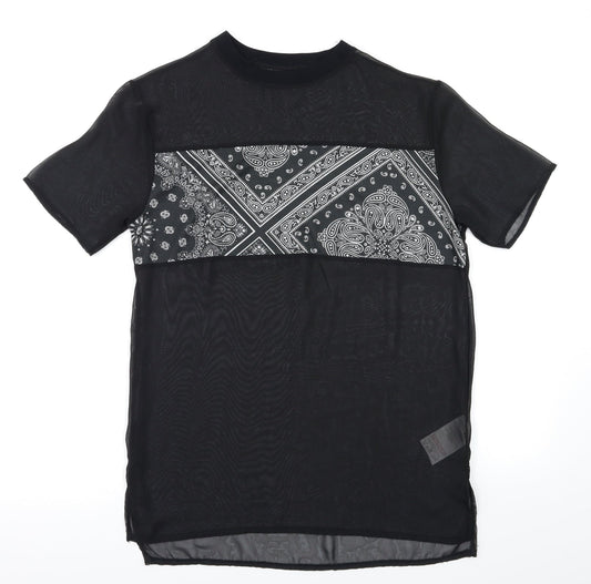 Womens UK Size XS Preworn Black Basic T-Shirt
