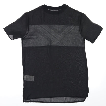 Womens UK Size XS Preworn Black Basic T-Shirt
