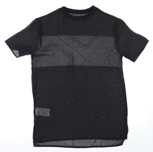 Womens UK Size XS Preworn Black Basic T-Shirt
