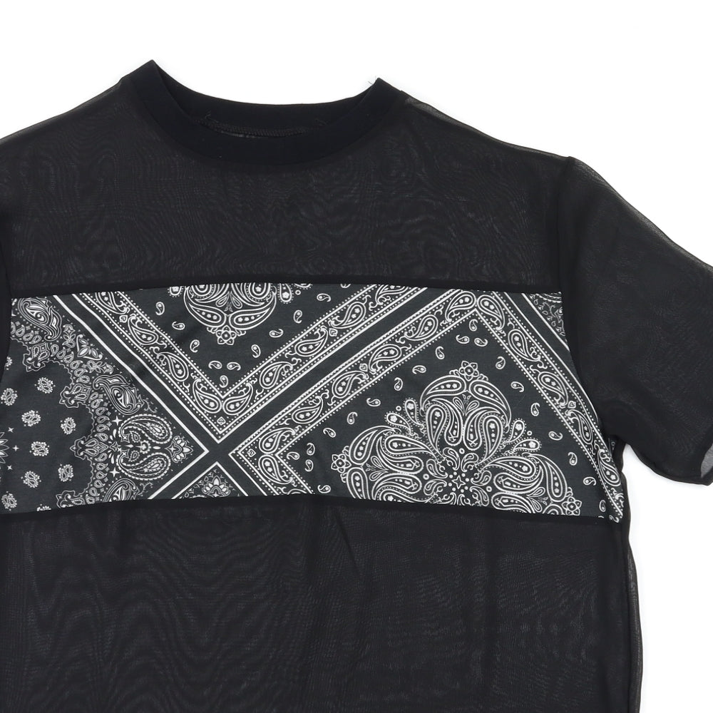 Womens UK Size XS Preworn Black Basic T-Shirt