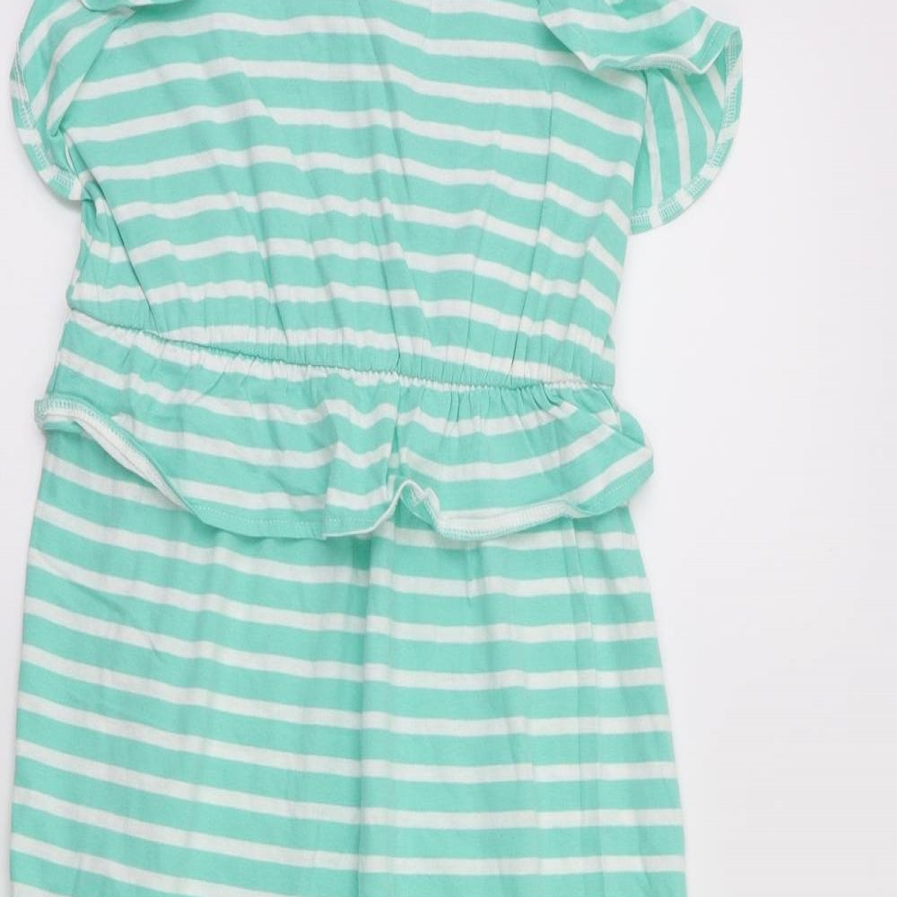 Matalan Girls Green Striped  Fit & Flare  Size 12 Years
