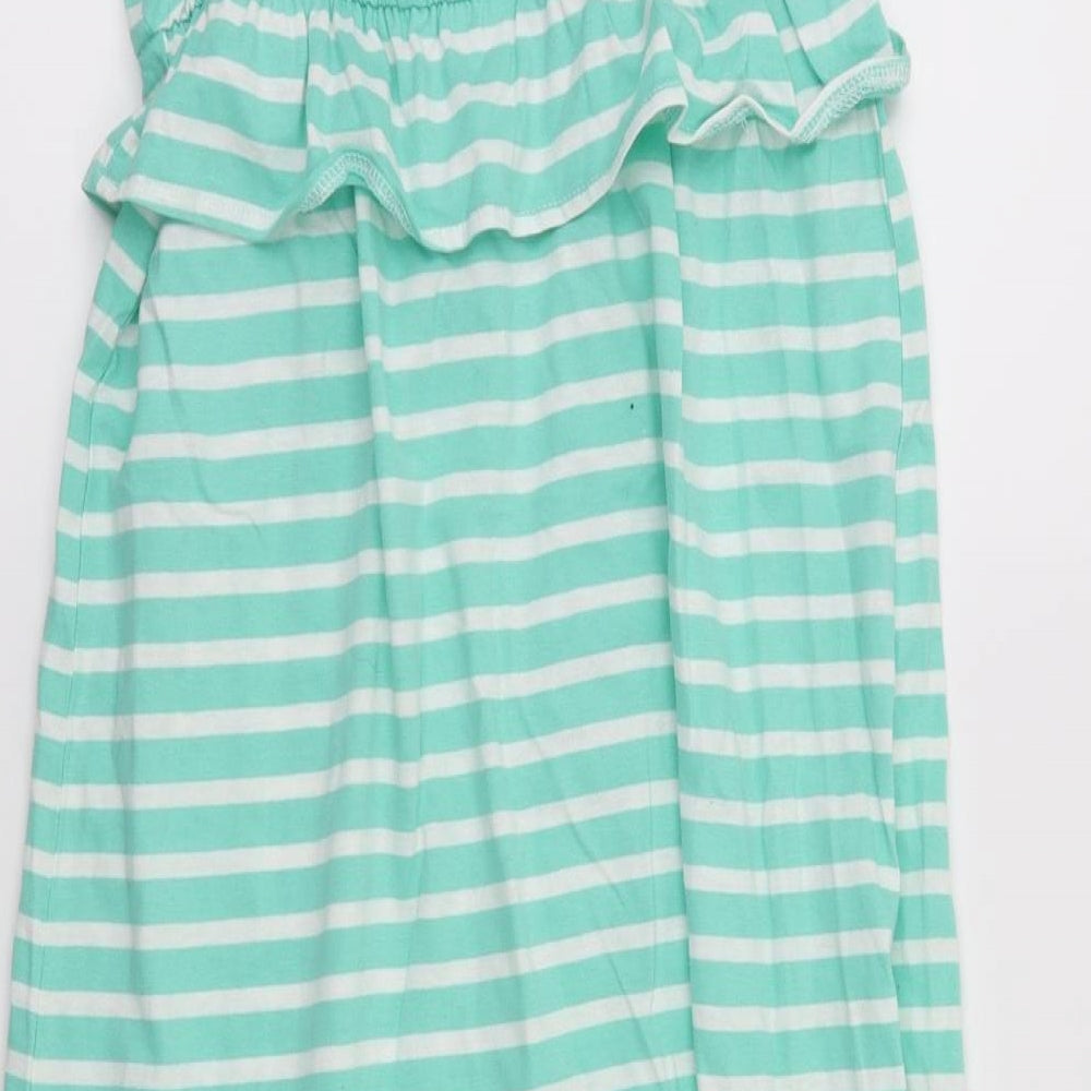 Matalan Girls Green Striped  Fit & Flare  Size 12 Years
