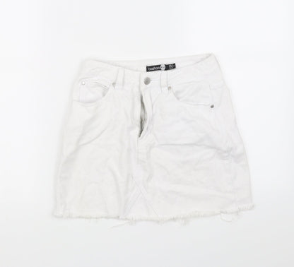 Boohoo Womens White   A-Line Skirt Size 8