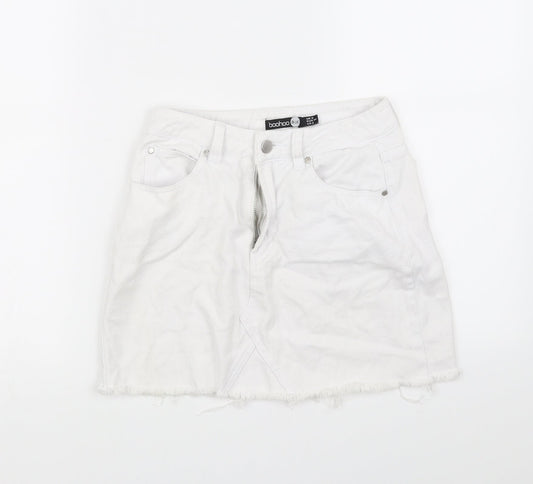 Boohoo Womens White   A-Line Skirt Size 8