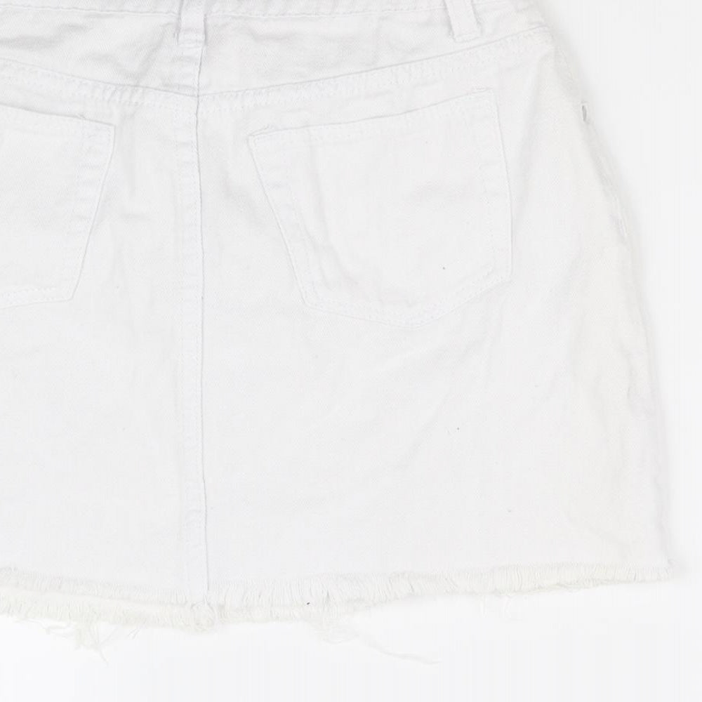 Boohoo Womens White   A-Line Skirt Size 8
