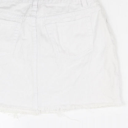 Boohoo Womens White   A-Line Skirt Size 8