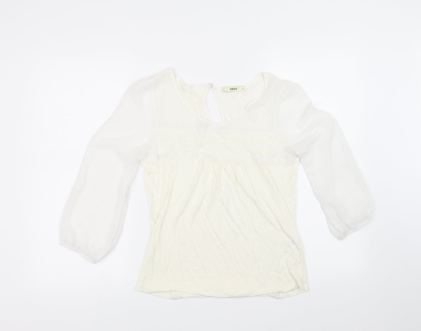Womens UK Size 8 Oasis White Basic T-Shirt