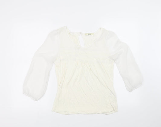 Womens UK Size 8 Oasis White Basic T-Shirt