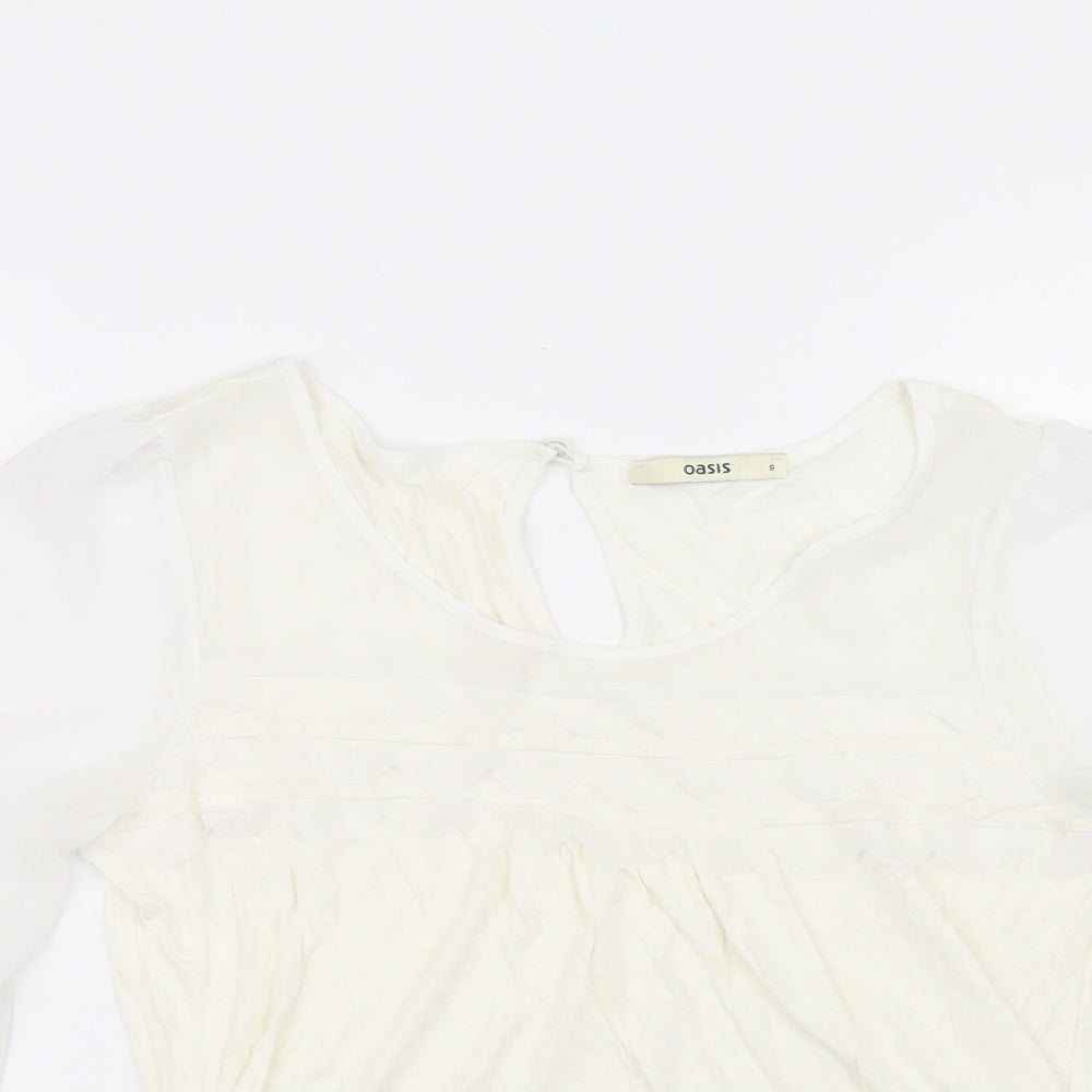 Womens UK Size 8 Oasis White Basic T-Shirt