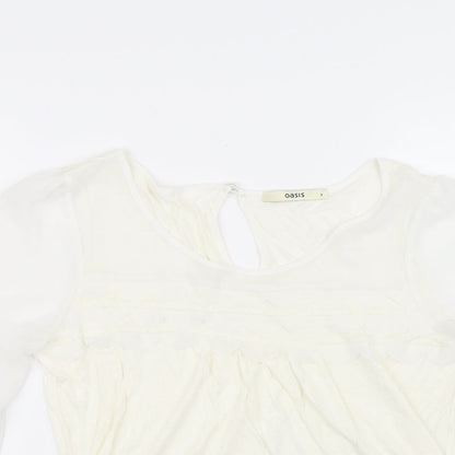 Womens UK Size 8 Oasis White Basic T-Shirt