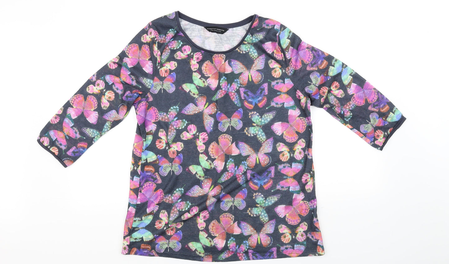Womens UK Size 16 Dorothy Perkins Black Basic T-Shirt