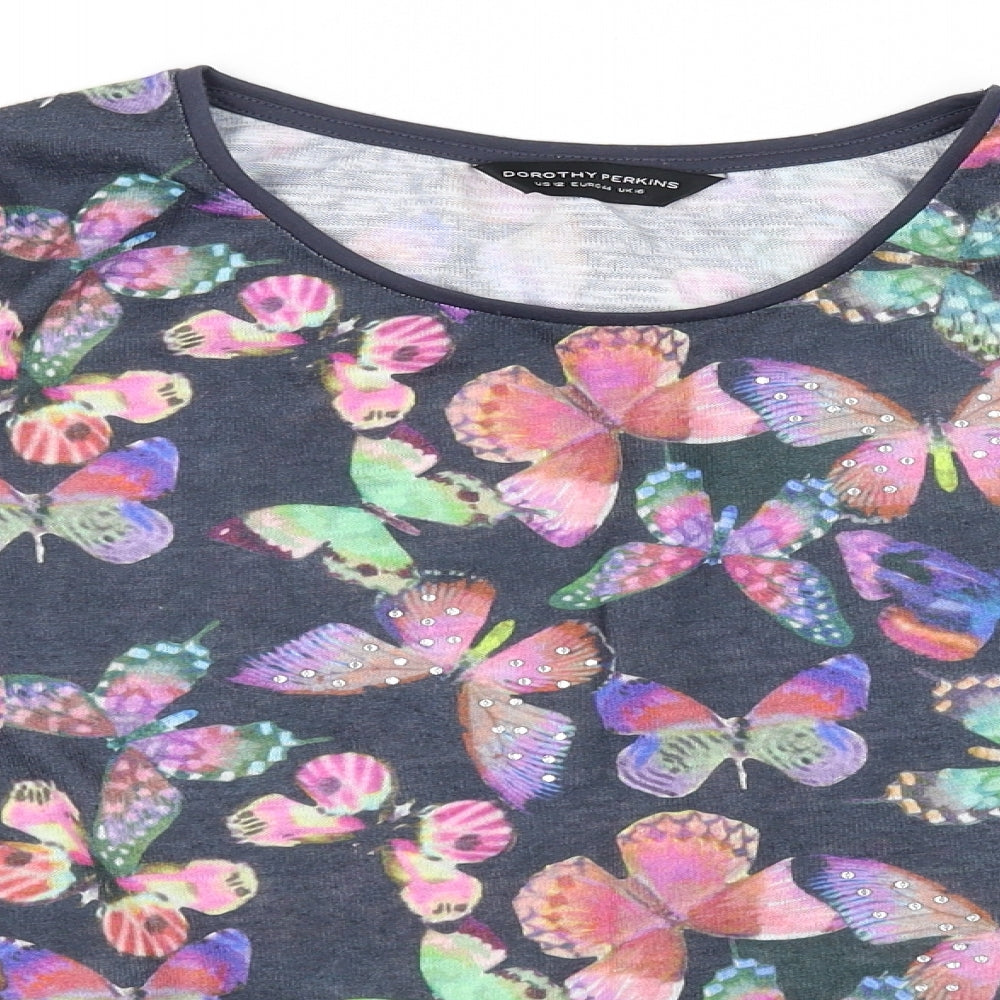 Womens UK Size 16 Dorothy Perkins Black Basic T-Shirt