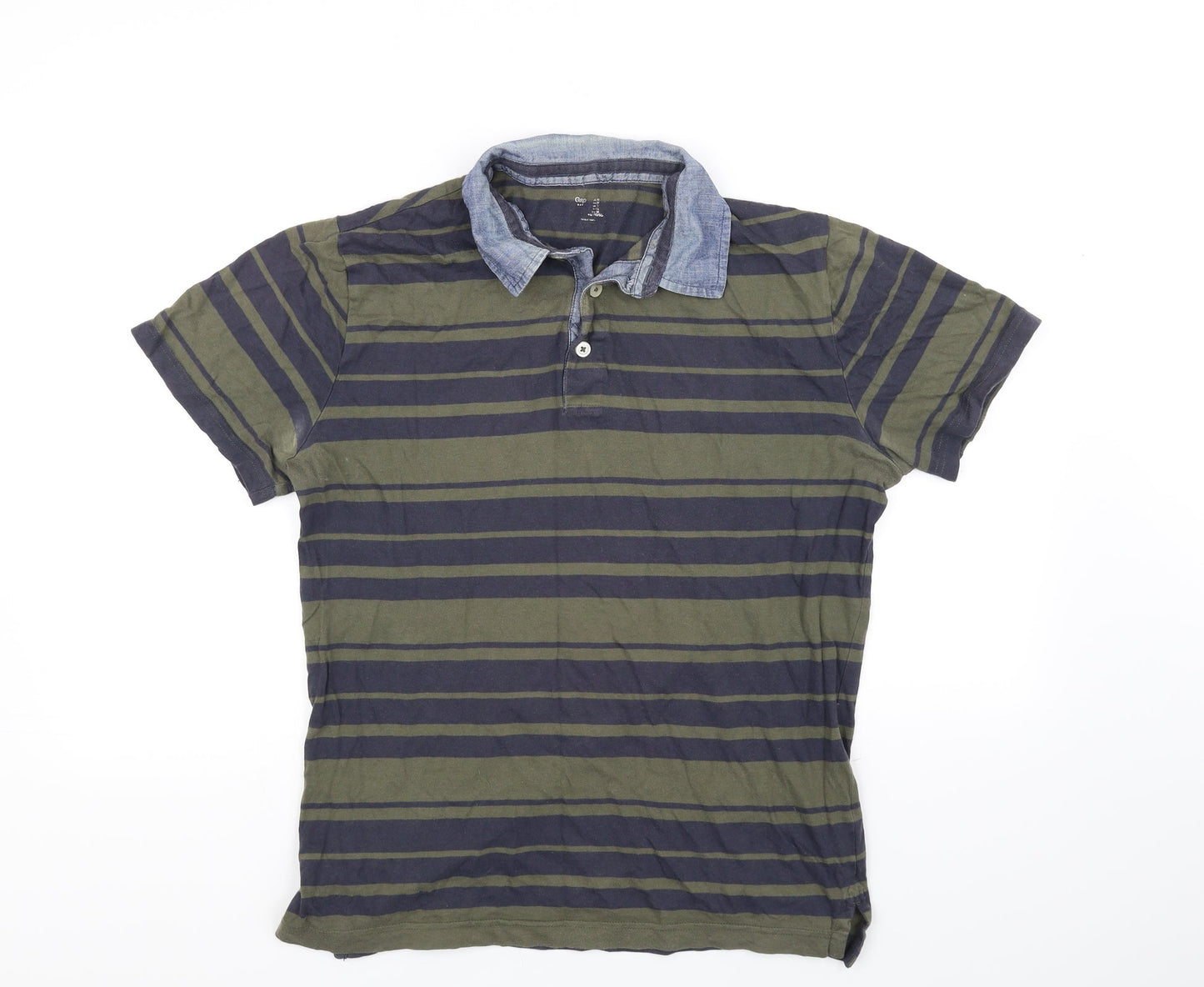 Gap Mens Green Striped   Polo Size M