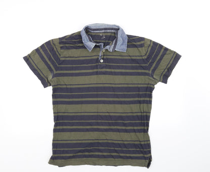Gap Mens Green Striped   Polo Size M