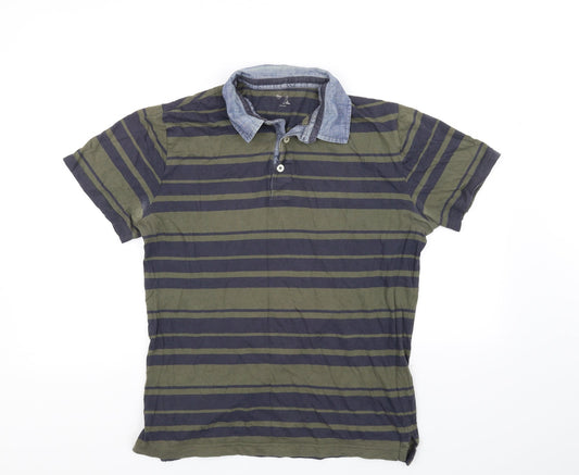 Gap Mens Green Striped   Polo Size M