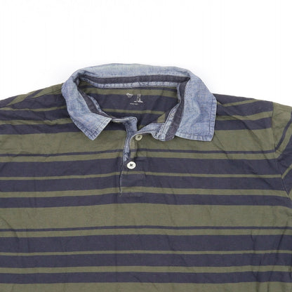 Gap Mens Green Striped   Polo Size M