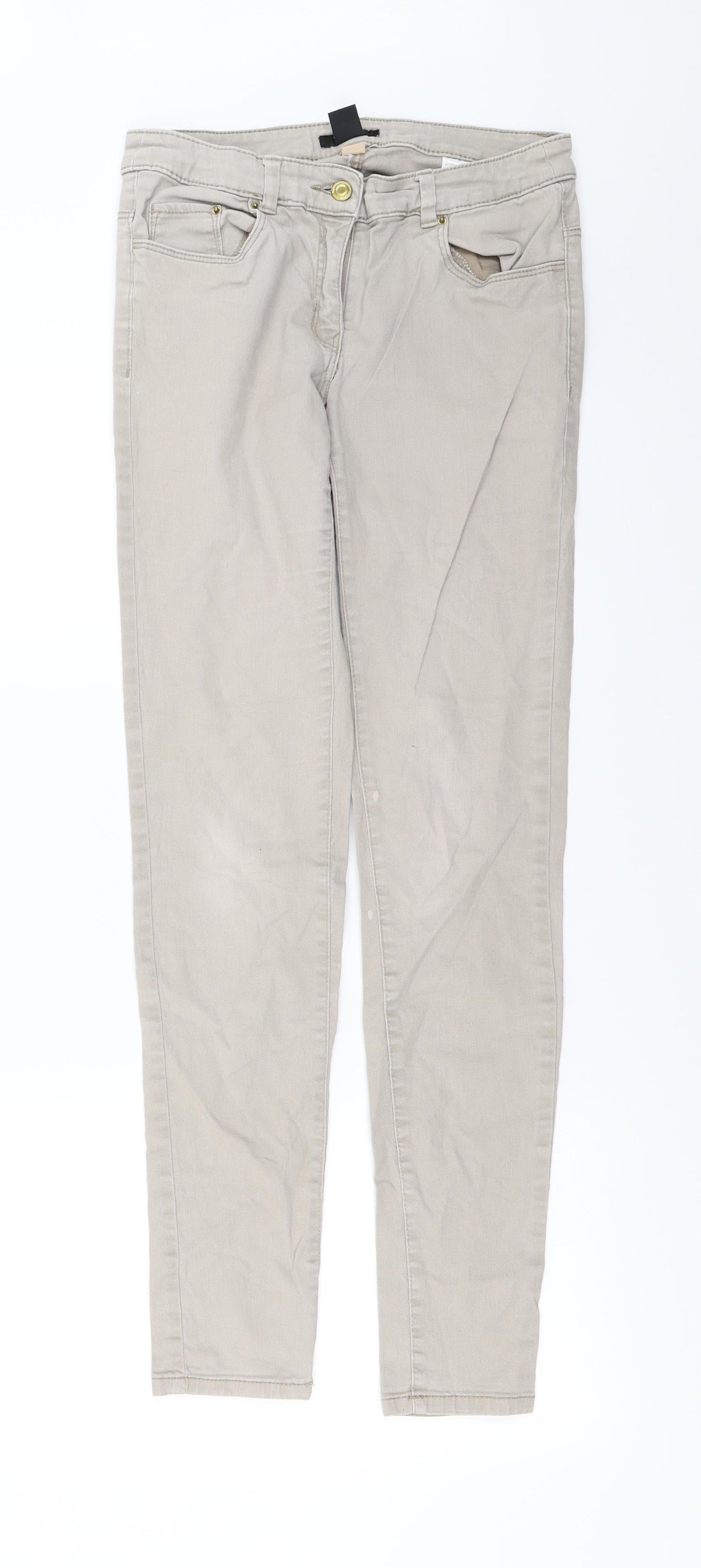 Womens UK Size 6 H&M Regular Fit Skinny Beige Jeans