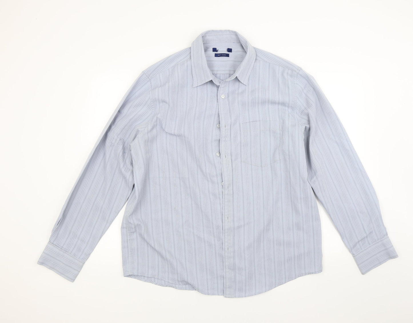 Mens UK Size L Preworn Blue  Button-Up Long Sleeve Casual Shirt