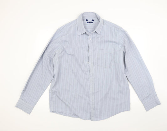 Mens UK Size L Preworn Blue  Button-Up Long Sleeve Casual Shirt