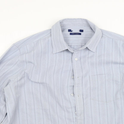 Mens UK Size L Preworn Blue  Button-Up Long Sleeve Casual Shirt