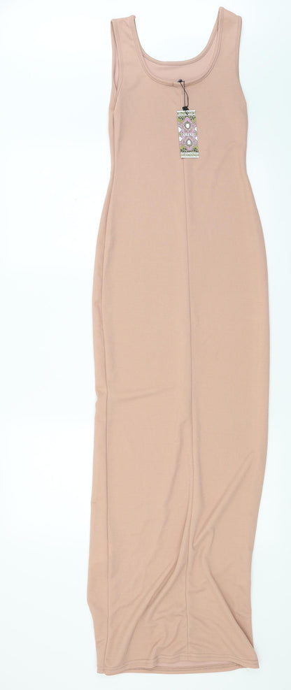 Boohoo Womens Beige   Pencil Dress  Size 8