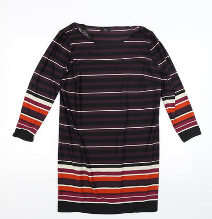M&Co Womens Purple Striped  A-Line  Size 12