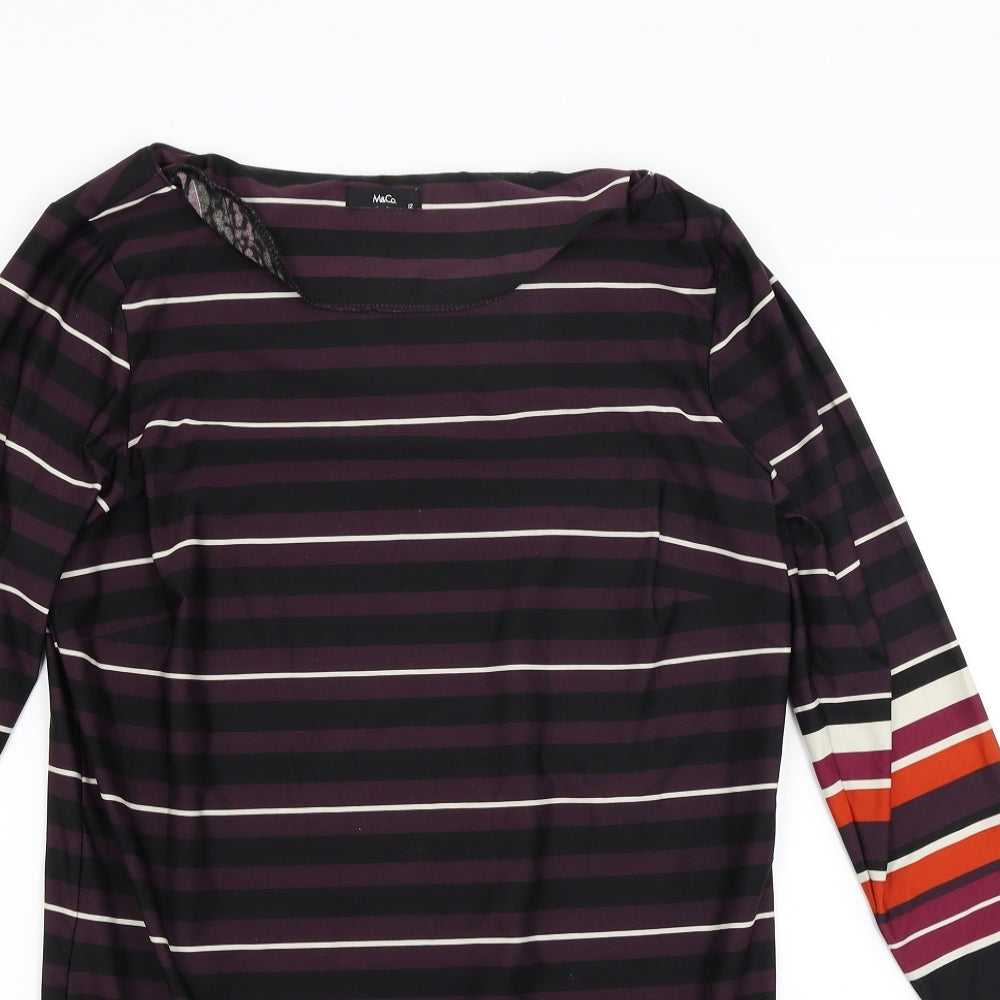 M&Co Womens Purple Striped  A-Line  Size 12