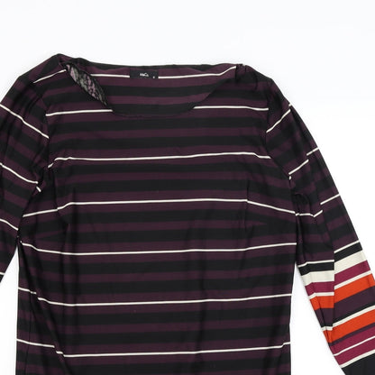 M&Co Womens Purple Striped  A-Line  Size 12