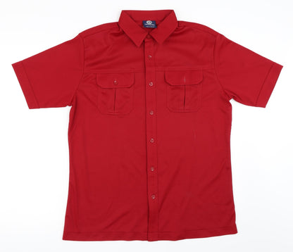 Mens UK Size S C&A Red  Button-Up Short Sleeve Casual Shirt