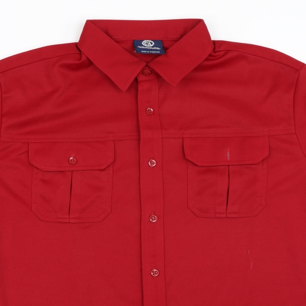 Mens UK Size S C&A Red  Button-Up Short Sleeve Casual Shirt