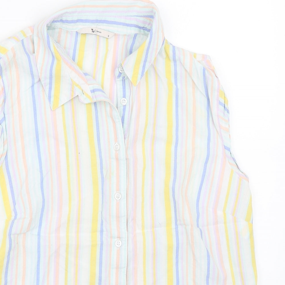 TU Womens Yellow Striped  Basic Button-Up Size 12