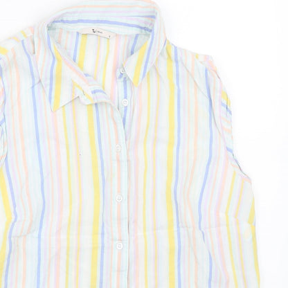 TU Womens Yellow Striped  Basic Button-Up Size 12