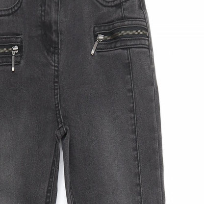 George Girls Grey  Denim Skinny Jeans Size 7 Years - Zip on front, pockets on back