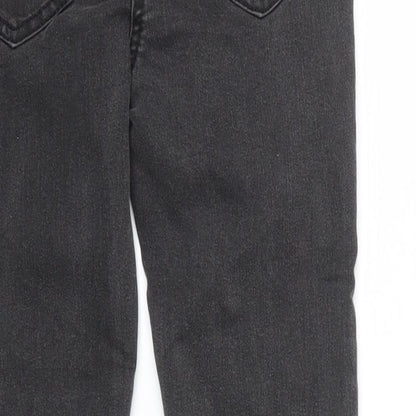 George Girls Grey  Denim Skinny Jeans Size 7 Years - Zip on front, pockets on back