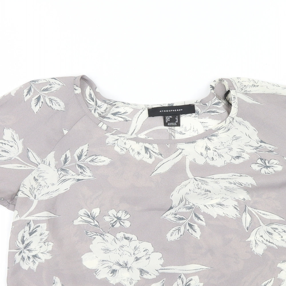 Womens UK Size 4 Atmosphere Grey Basic Blouse