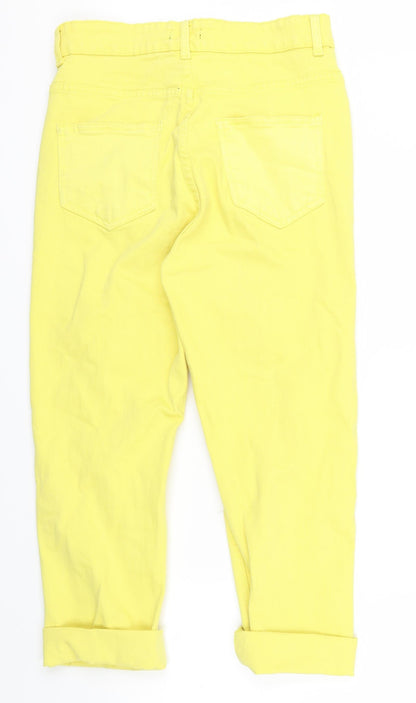 I SAW IT FIRST Womens Yellow  Denim Cropped Jeans Size 10 L20 in - ripped details