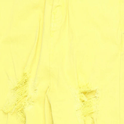 I SAW IT FIRST Womens Yellow  Denim Cropped Jeans Size 10 L20 in - ripped details