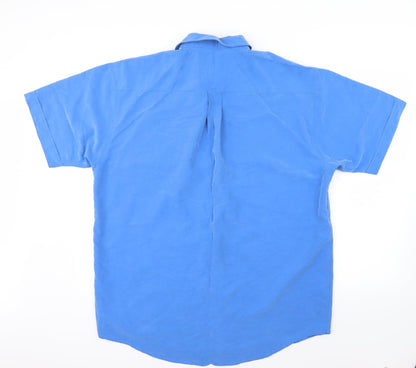 Mens UK Size L Copper Stone Blue  Button-Up Short Sleeve Casual Shirt