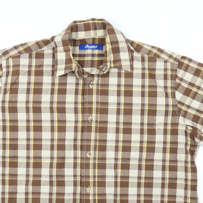 Mens UK Size M Chums Brown  Button-Up Short Sleeve Casual Shirt