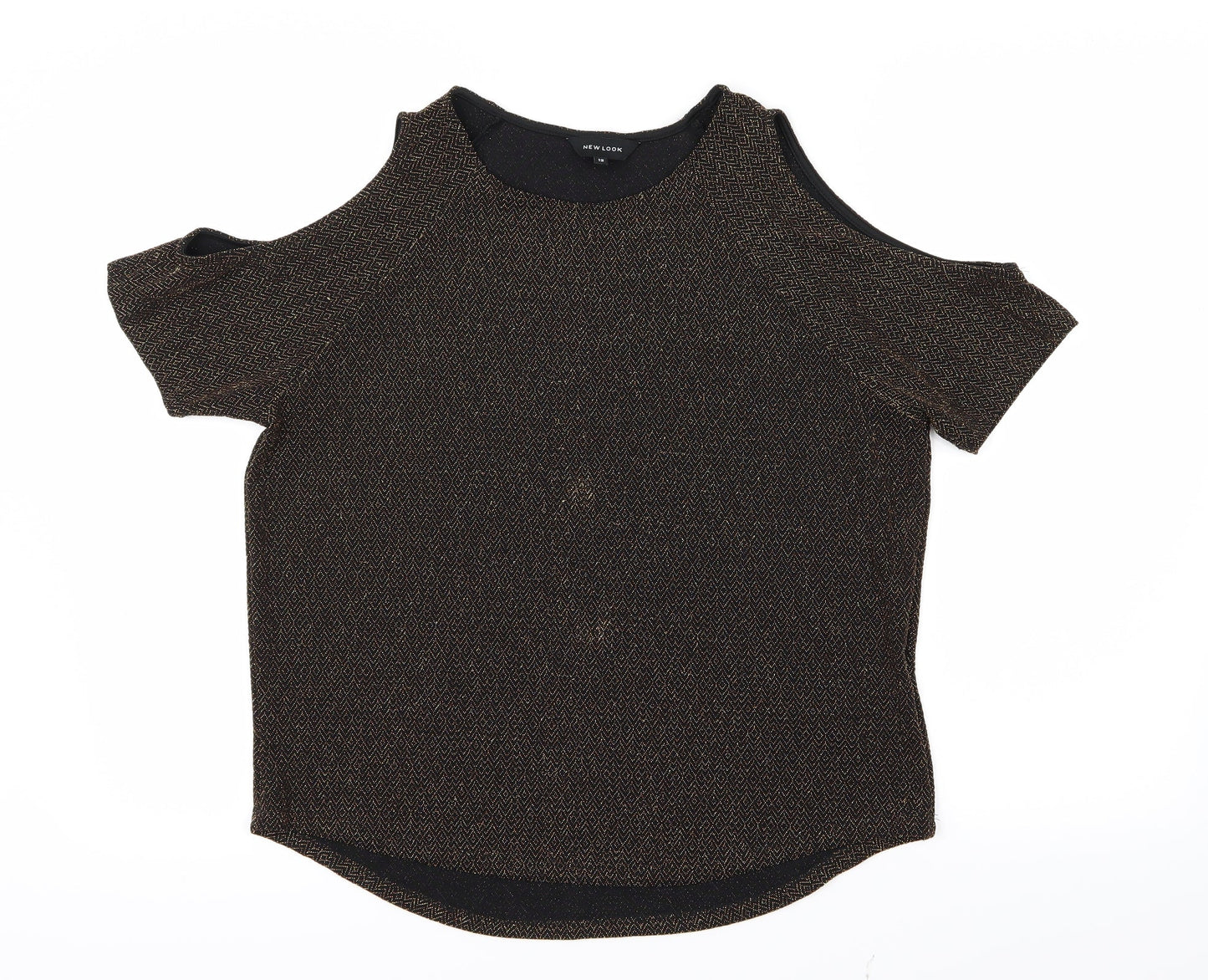 Womens UK Size 12 New Look Gold Basic T-Shirt