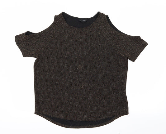 Womens UK Size 12 New Look Gold Basic T-Shirt