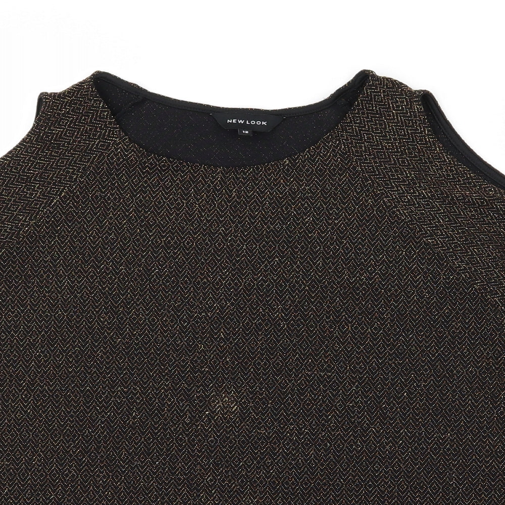 Womens UK Size 12 New Look Gold Basic T-Shirt