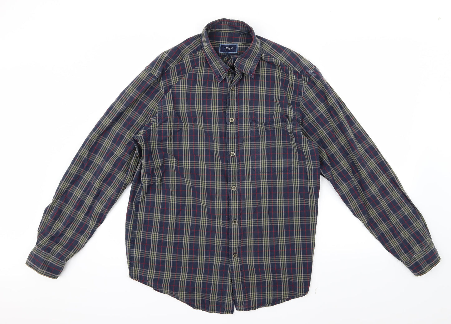 Mens UK Size M IZOD Blue  Button-Up Long Sleeve Casual Shirt